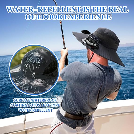 🔥 Wide Brim Solar Fan Outdoor Fishing Hat-Solar & USB Charging
