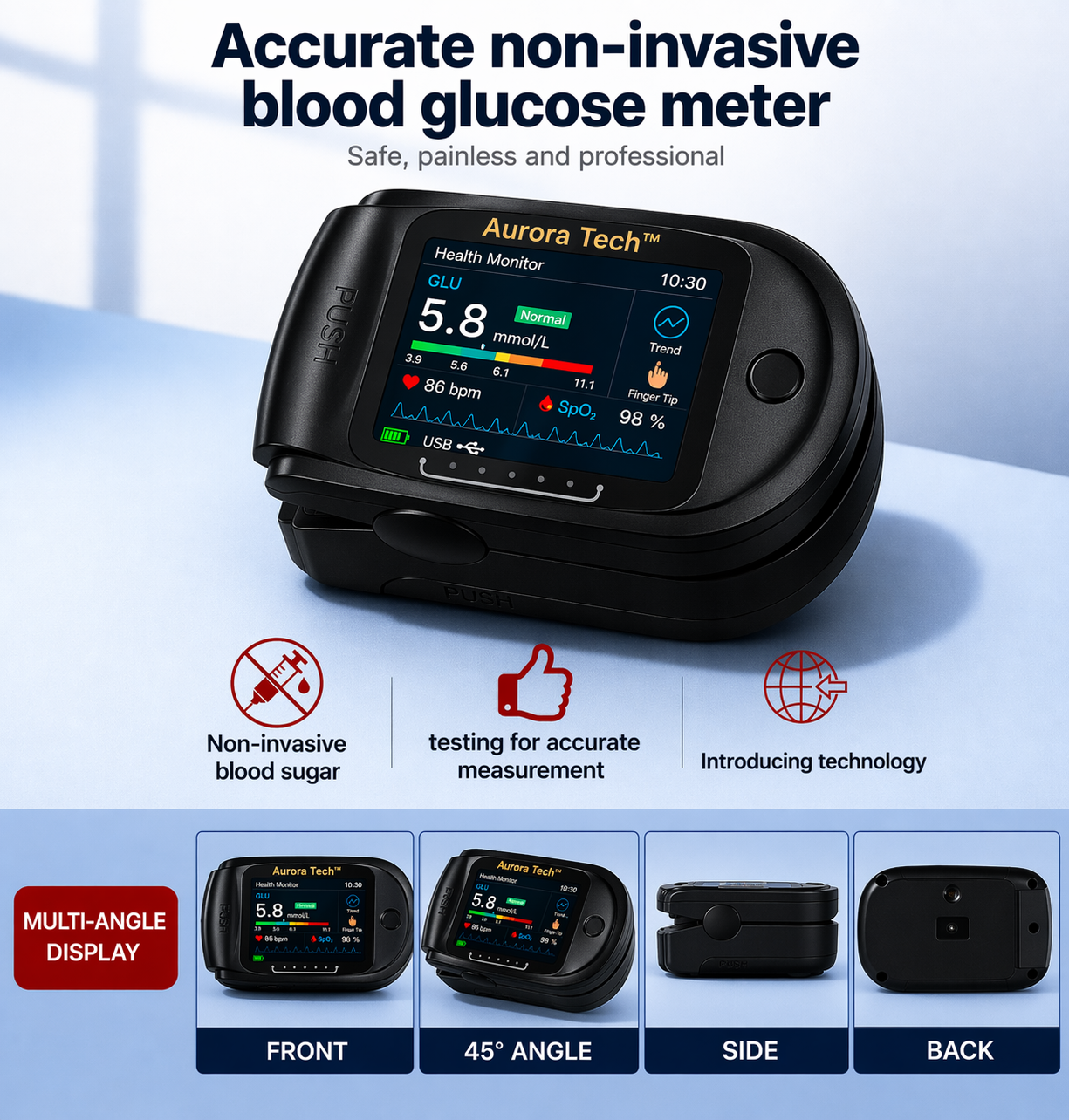 ⭐Aurora Tech™ Non-Invasive Blood Glucose Monitor | High-Precision 99.9% Accuracy | TGA Certified