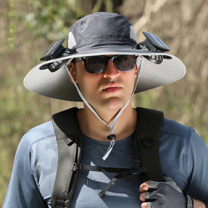 🔥 Wide Brim Solar Fan Outdoor Fishing Hat-Solar & USB Charging