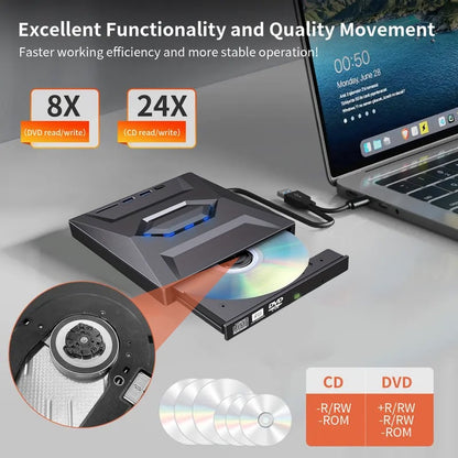 🔥Retro Laptop CD DVD Player USB C 3.0 Portable CD Burner